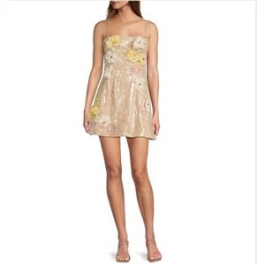 Antonio Melani Etta Floral Sequin Square Neck Sleeveless Mini Dress
